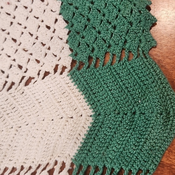 Lace half apron green and white Christmas - Picture 3 of 4